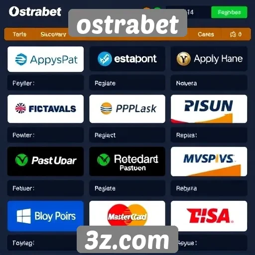 Variedade de métodos de pagamento no Ostrabet